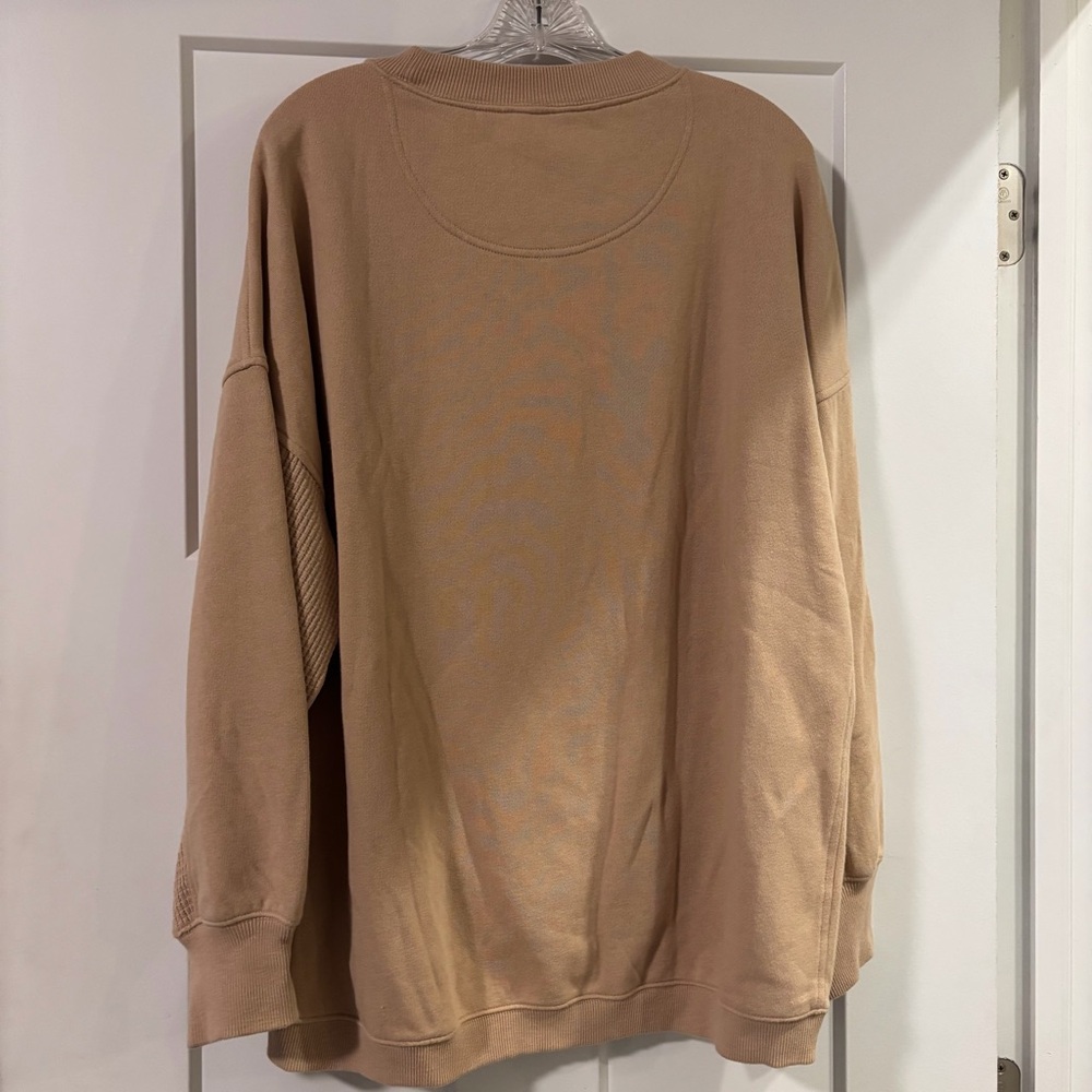 NWT Aerie Tan Sweatshirt w/ Leopard Print Smiley Face Patch - Picture 4 of 4